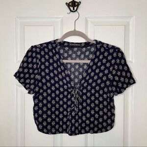 BRANDY melville printed tie up crop top